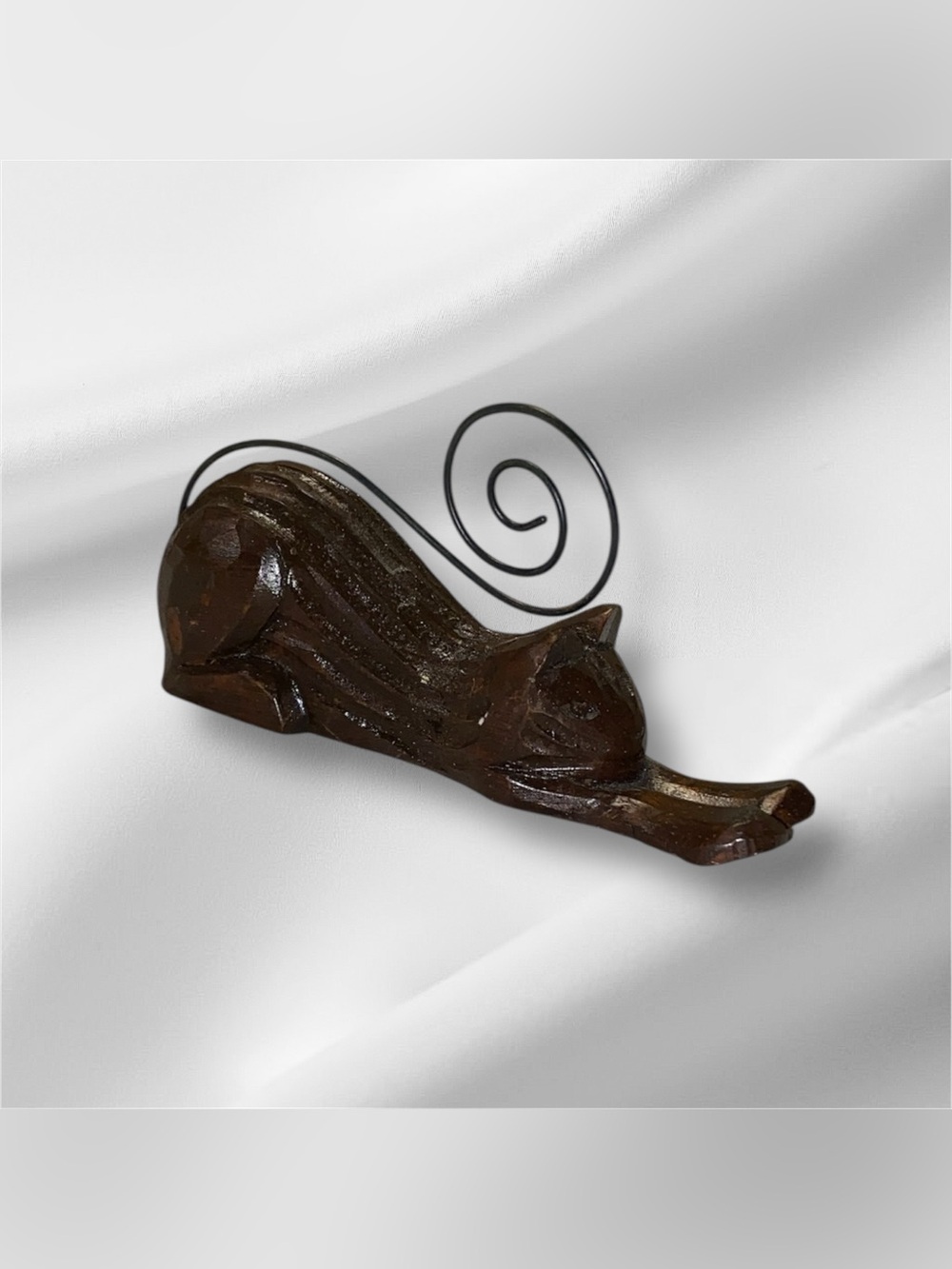 Wooden Cat Stretching Picture holder - Picture 1 of 7